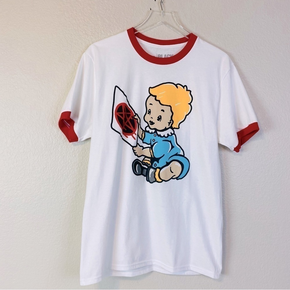 Hot Topic Evil Child Ringer T Shirt Size M - Picture 2 of 7